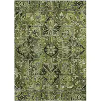 Photo of Olive Green and Dark Green Oriental Washable Non Skid Indoor Outdoor Area Rug