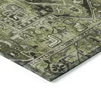 Photo of Olive Green and Dark Green Oriental Washable Non Skid Indoor Outdoor Area Rug