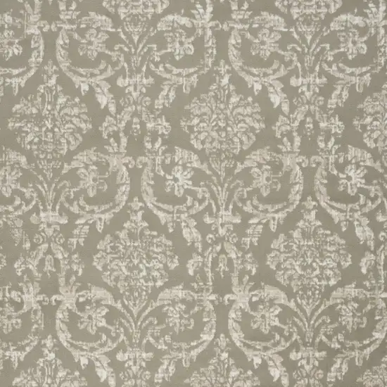 Olive Green and Ivory Damask Distressed Non Skid Area Rug Photo 6