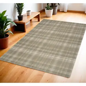 Photo of Olive Green and Ivory Plaid Area Rug