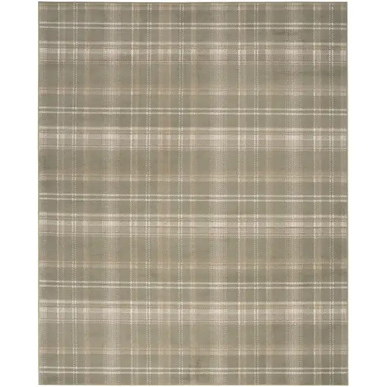 Olive Green and Ivory Plaid Area Rug Photo 5