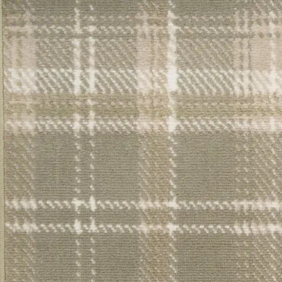 Olive Green and Ivory Plaid Area Rug Photo 6