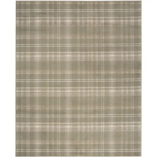 Olive Green and Ivory Plaid Area Rug Photo 2