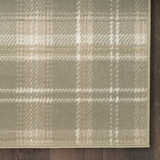 Olive Green and Ivory Plaid Area Rug Photo 6