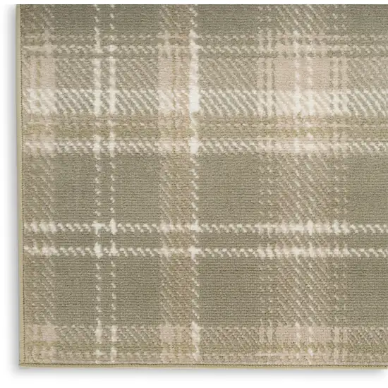 Olive Green and Ivory Plaid Area Rug Photo 6