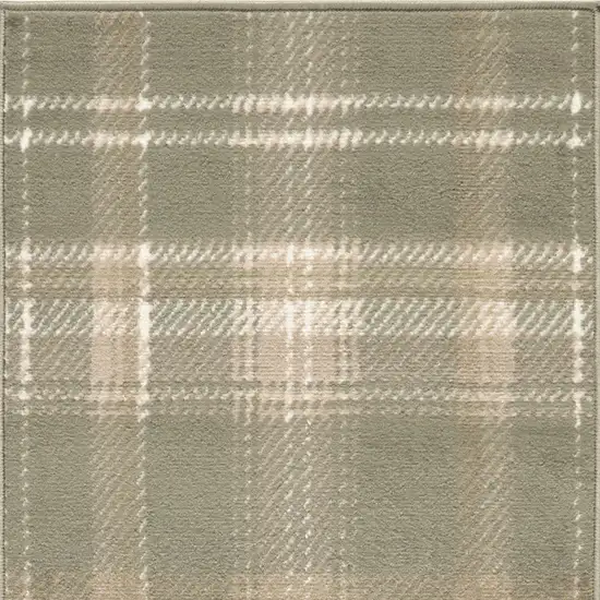 Olive Green and Ivory Plaid Area Rug Photo 7