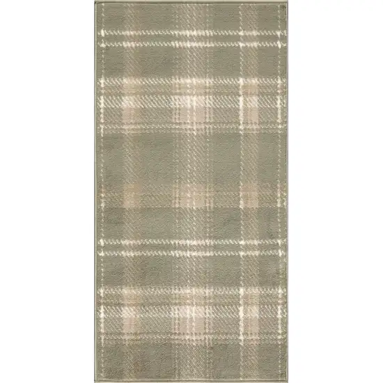 Olive Green and Ivory Plaid Area Rug Photo 4