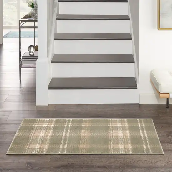 Olive Green and Ivory Plaid Area Rug Photo 8