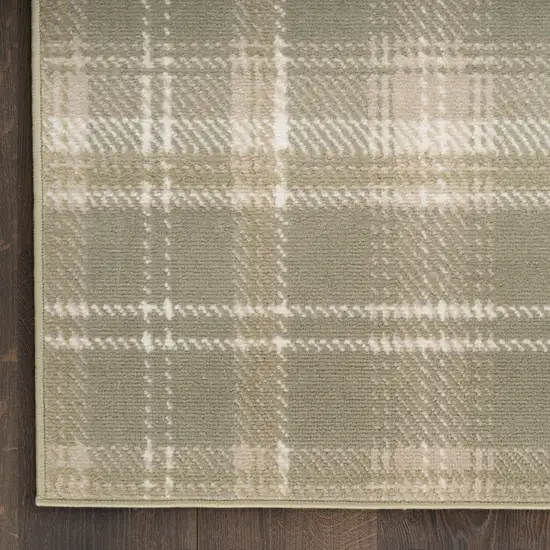 Olive Green and Ivory Plaid Area Rug Photo 5