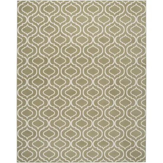 Olive Green and Ivory Trellis Non Skid Area Rug Photo 2