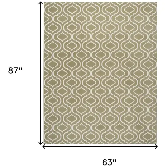 Olive Green and Ivory Trellis Non Skid Area Rug Photo 3