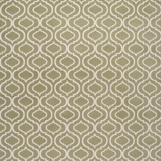 Olive Green and Ivory Trellis Non Skid Area Rug Photo 6