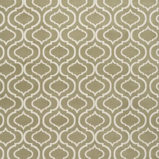 Olive Green and Ivory Trellis Non Skid Area Rug Photo 5