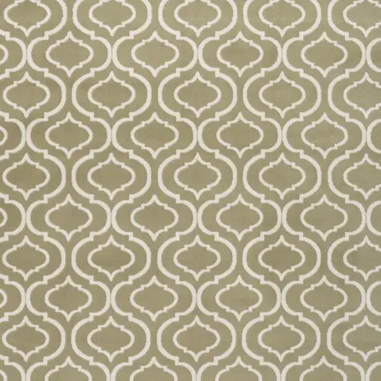 Olive Green and Ivory Trellis Non Skid Area Rug Photo 4