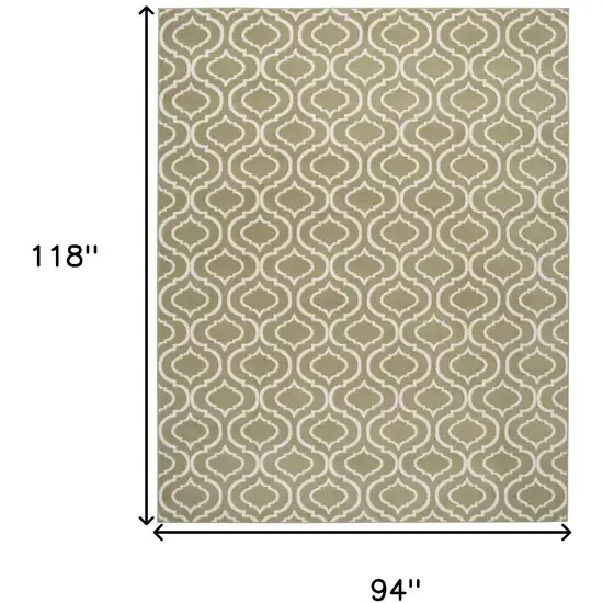 Olive Green and Ivory Trellis Non Skid Area Rug Photo 3