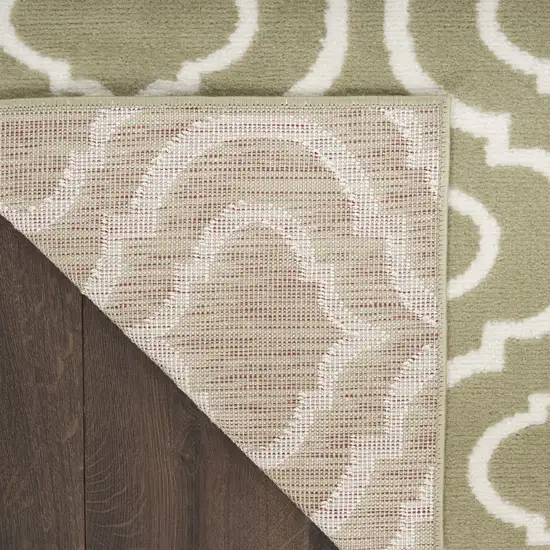 Olive Green and Ivory Trellis Non Skid Area Rug Photo 7