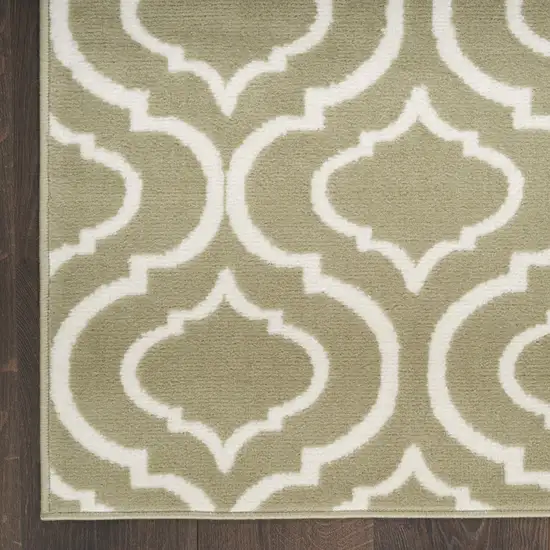 Olive Green and Ivory Trellis Non Skid Area Rug Photo 5