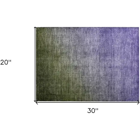 Olive Green and Purple Ombre Washable Non Skid Indoor Outdoor Area Rug Photo 3