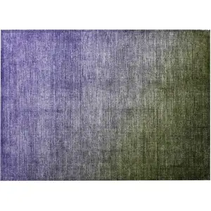 Photo of Olive Green and Purple Ombre Washable Non Skid Indoor Outdoor Area Rug