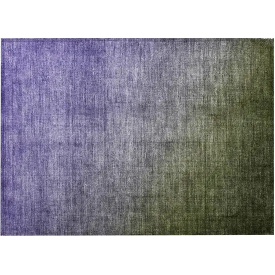 Olive Green and Purple Ombre Washable Non Skid Indoor Outdoor Area Rug Photo 4