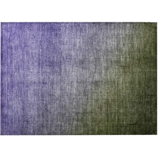 Olive Green and Purple Ombre Washable Non Skid Indoor Outdoor Area Rug Photo 5