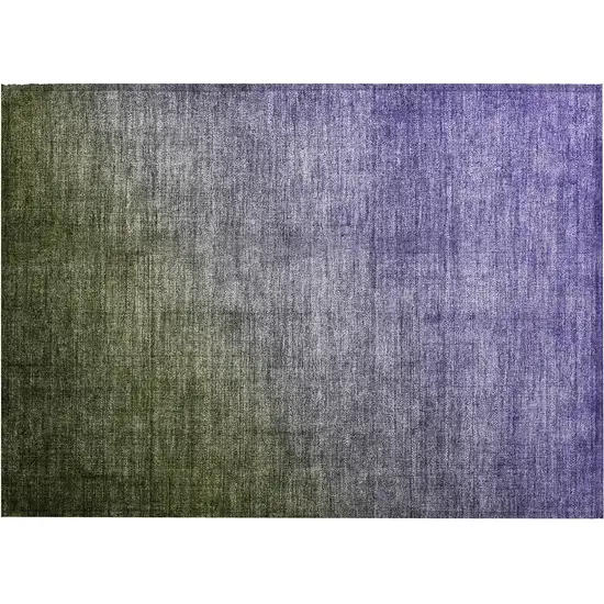 Olive Green and Purple Ombre Washable Non Skid Indoor Outdoor Area Rug Photo 2