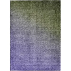 Photo of Olive Green and Purple Ombre Washable Non Skid Indoor Outdoor Area Rug