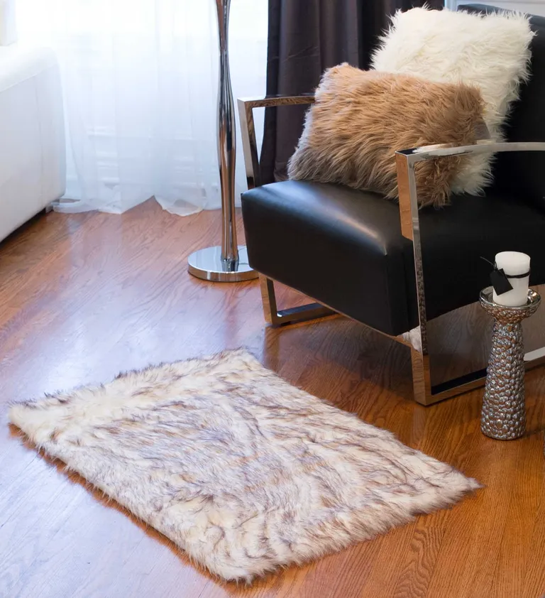 Ombre Brown Faux Sheepskin Area Rug Photo 2