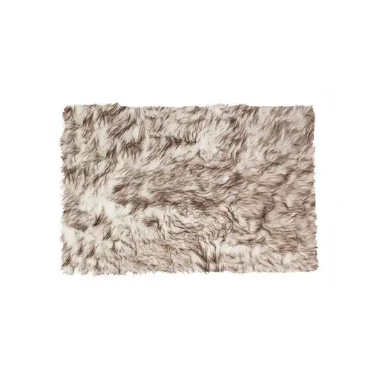 Ombre Brown Faux Sheepskin Area Rug Photo 1