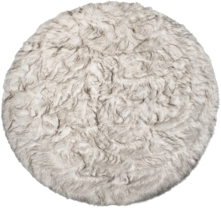 Ombre Chocolate Round Faux Fur Washable Non Skid Area Rug Photo 1