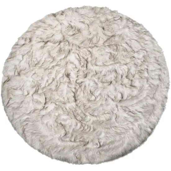 Ombre Chocolate Round Faux Fur Washable Non Skid Area Rug Photo 1