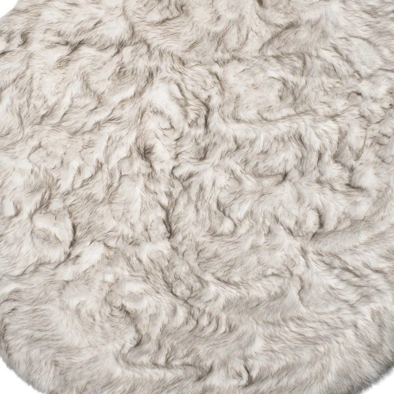 Ombre Chocolate Round Faux Fur Washable Non Skid Area Rug Photo 3