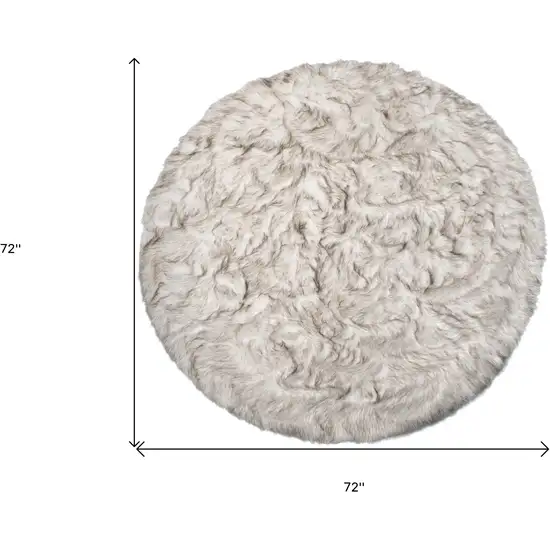 Ombre Chocolate Round Faux Fur Washable Non Skid Area Rug Photo 5