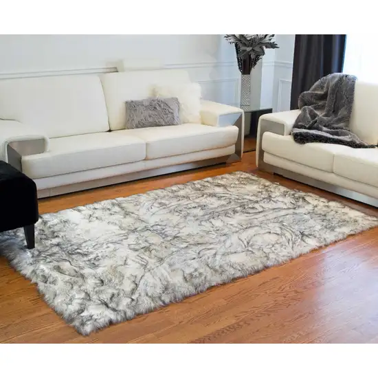 Ombre Gray Faux Sheepskin Rug Photo 3