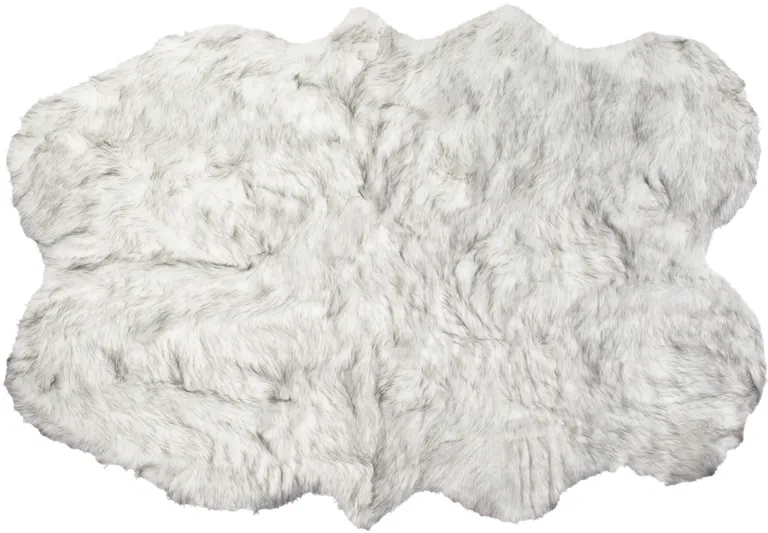 Ombre Grey Faux Fur Washable Non Skid Area Rug Photo 1