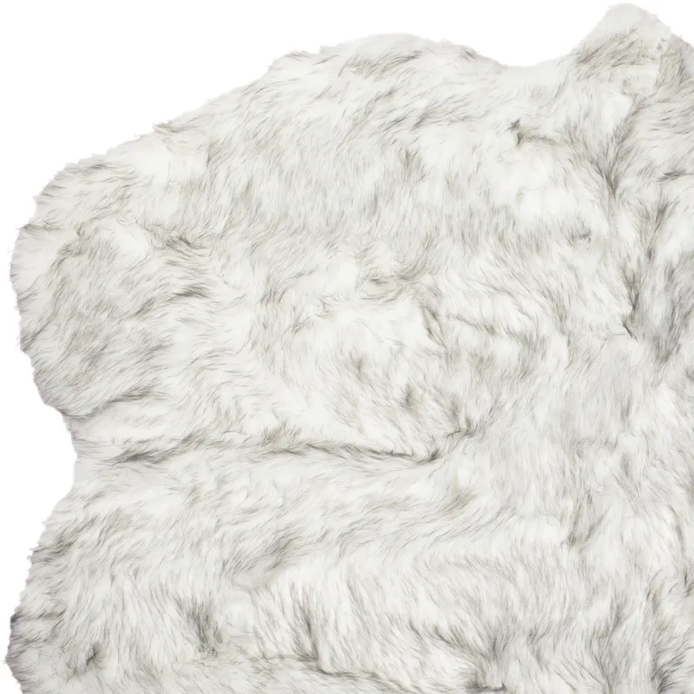 Ombre Grey Faux Fur Washable Non Skid Area Rug Photo 3