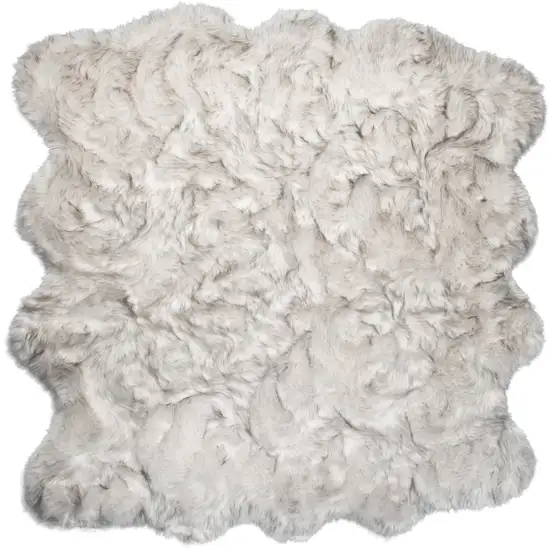 Ombre Grey Faux Fur Washable Non Skid Area Rug Photo 1