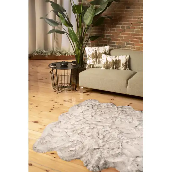 Ombre Grey Faux Fur Washable Non Skid Area Rug Photo 3