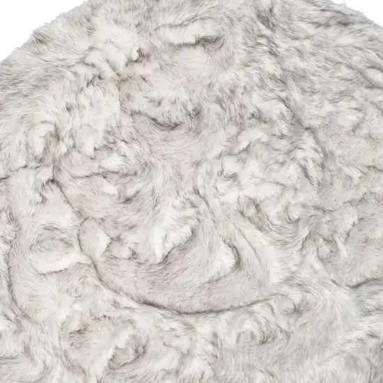 Ombre Grey Round Faux Fur Washable Non Skid Area Rug Photo 5