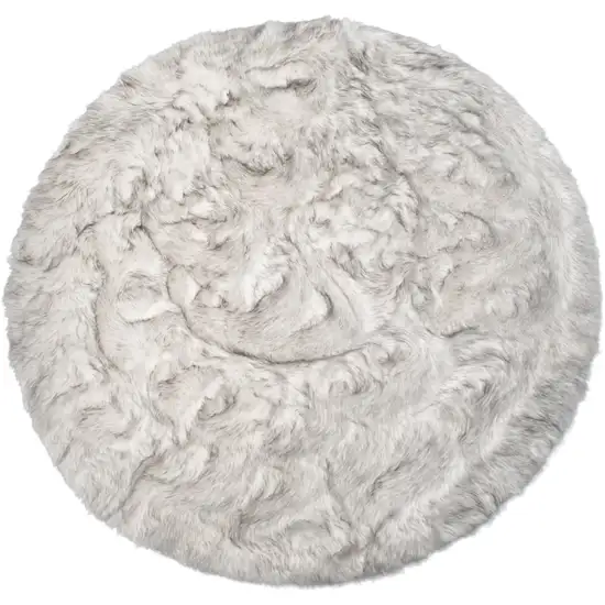 Ombre Grey Round Faux Fur Washable Non Skid Area Rug Photo 1