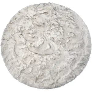 Photo of Ombre Grey Round Faux Fur Washable Non Skid Area Rug