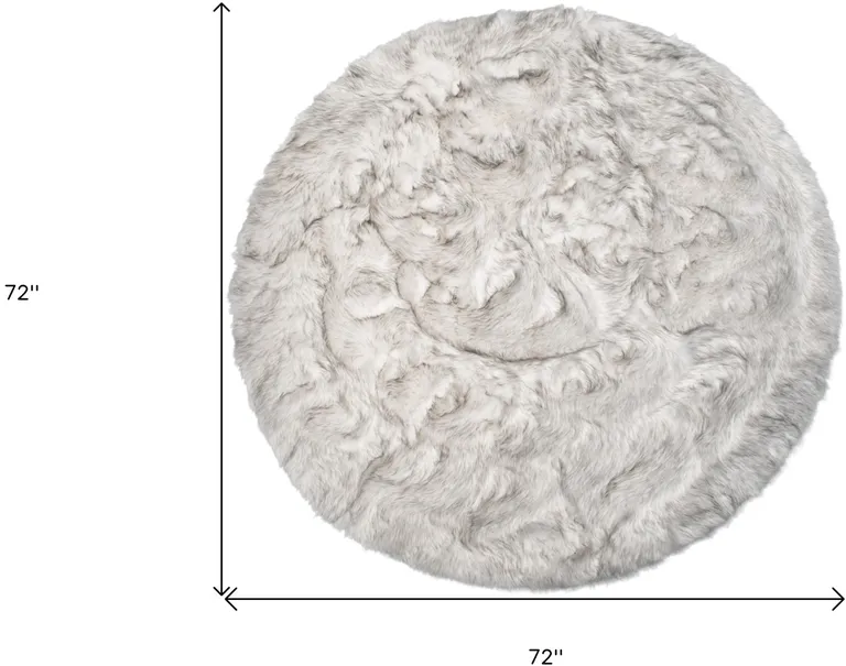 Ombre Grey Round Faux Fur Washable Non Skid Area Rug Photo 4