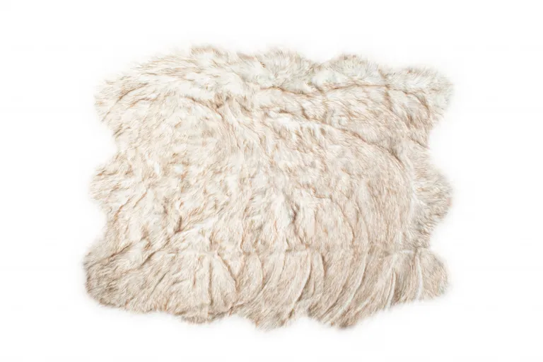 Ombre Tan Faux Fur Washable Non Skid Area Rug Photo 1