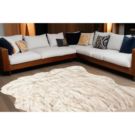 Ombre Tan Faux Fur Washable Non Skid Area Rug Photo 1