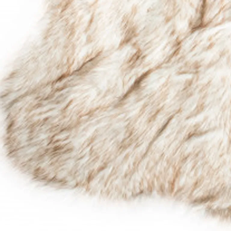 Ombre Tan Faux Fur Washable Non Skid Area Rug Photo 3