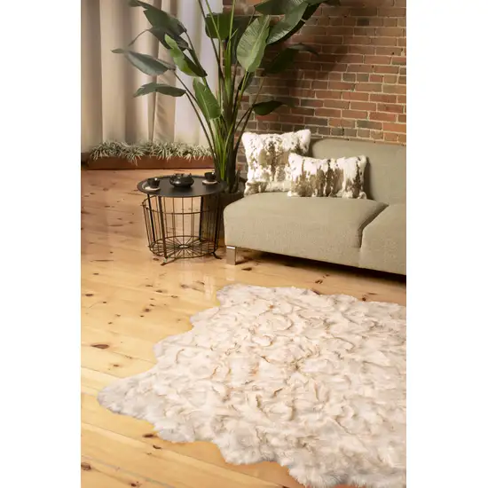 Ombre Tan Faux Fur Washable Non Skid Area Rug Photo 4