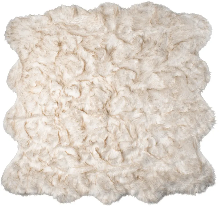 Ombre Tan Faux Fur Washable Non Skid Area Rug Photo 1