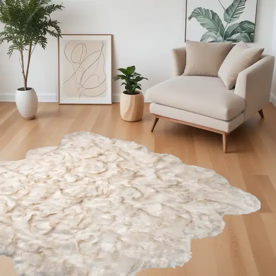 Ombre Tan Faux Fur Washable Non Skid Area Rug Photo 1