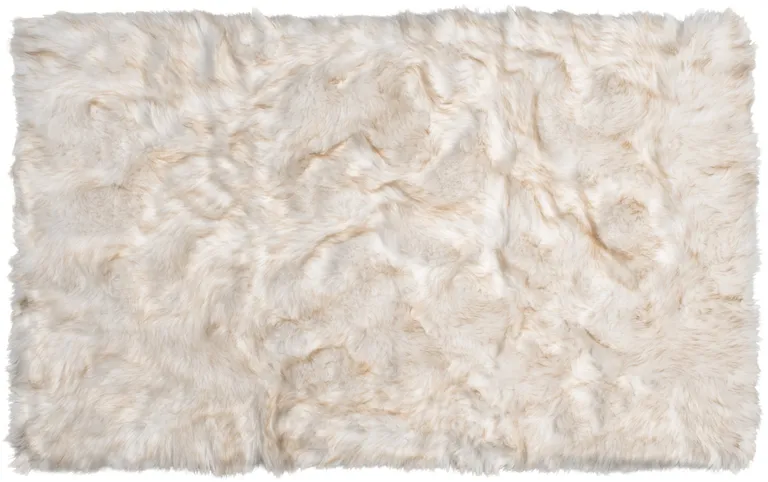 Ombre Tan Faux Fur Washable Non Skid Area Rug Photo 2