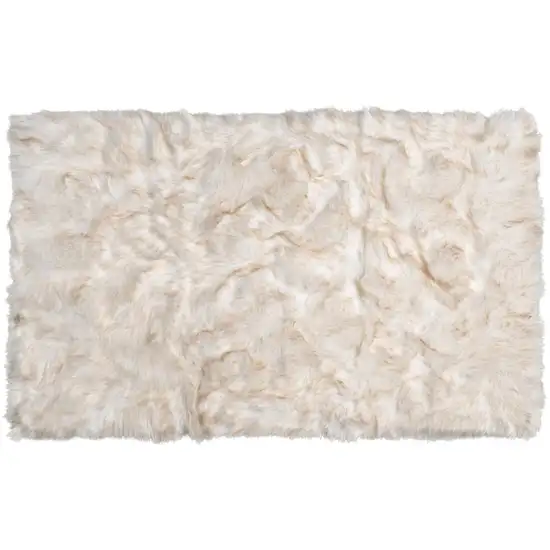 Ombre Tan Faux Fur Washable Non Skid Area Rug Photo 2